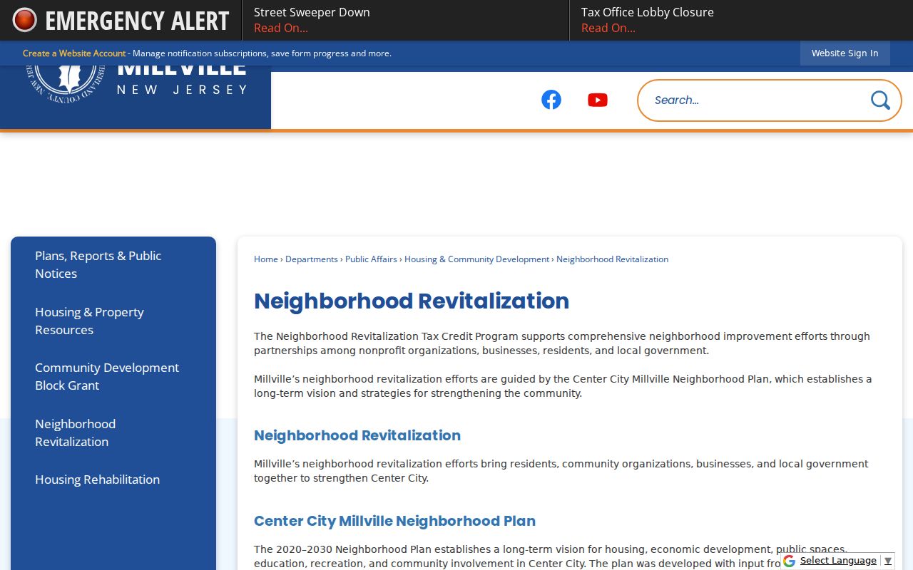Millville neighbors reference for the Center City Neighborhood Plan 2020 to 2030