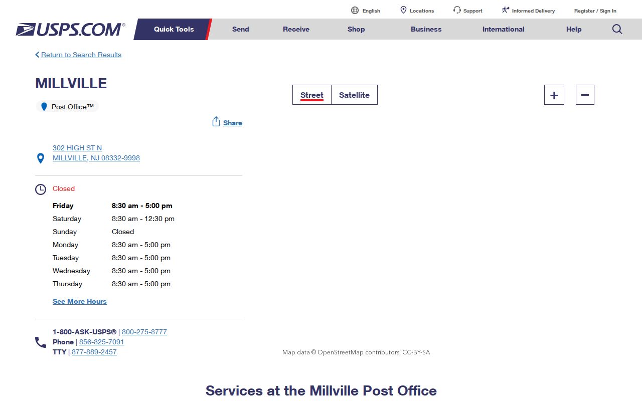 Millville ZIP code directory USPS post office for ZIP 08332