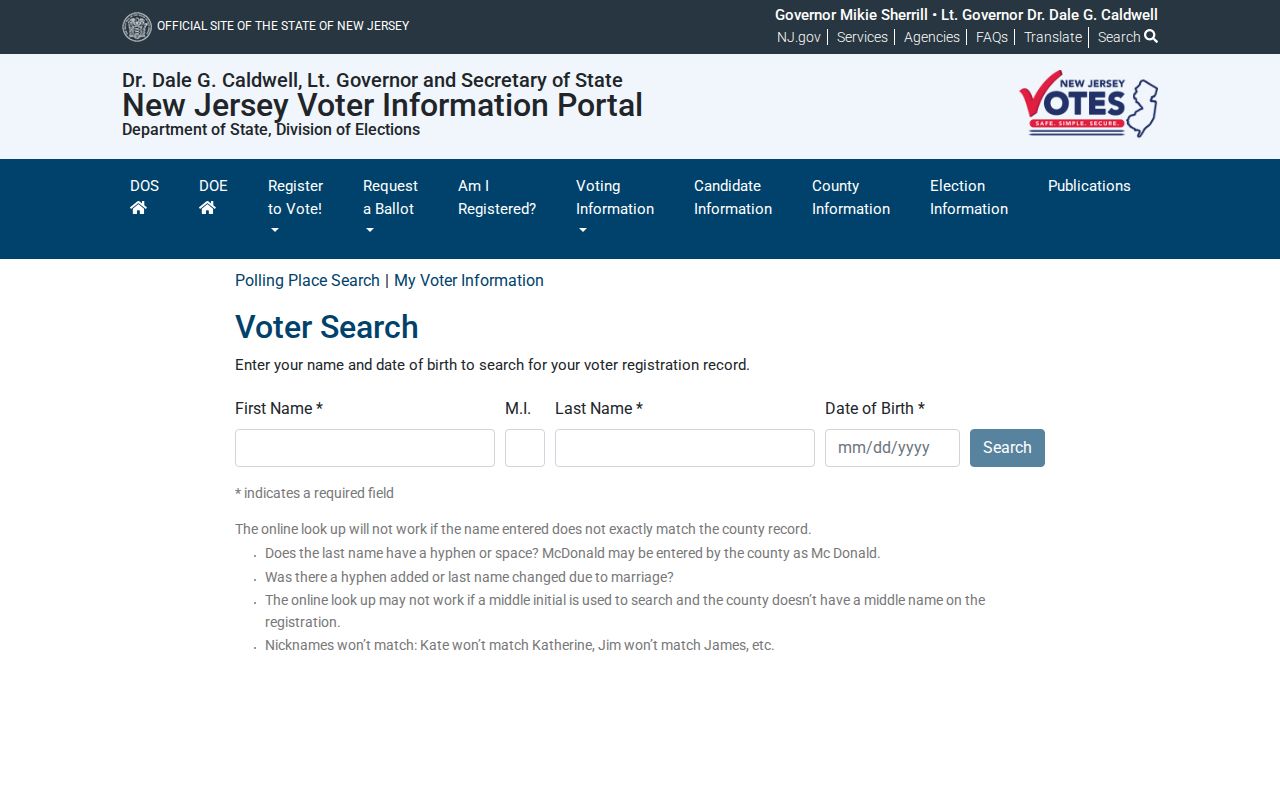 Millville residents directory New Jersey voter registration status workflow